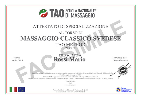 attestato demo corso di massaggio base classico